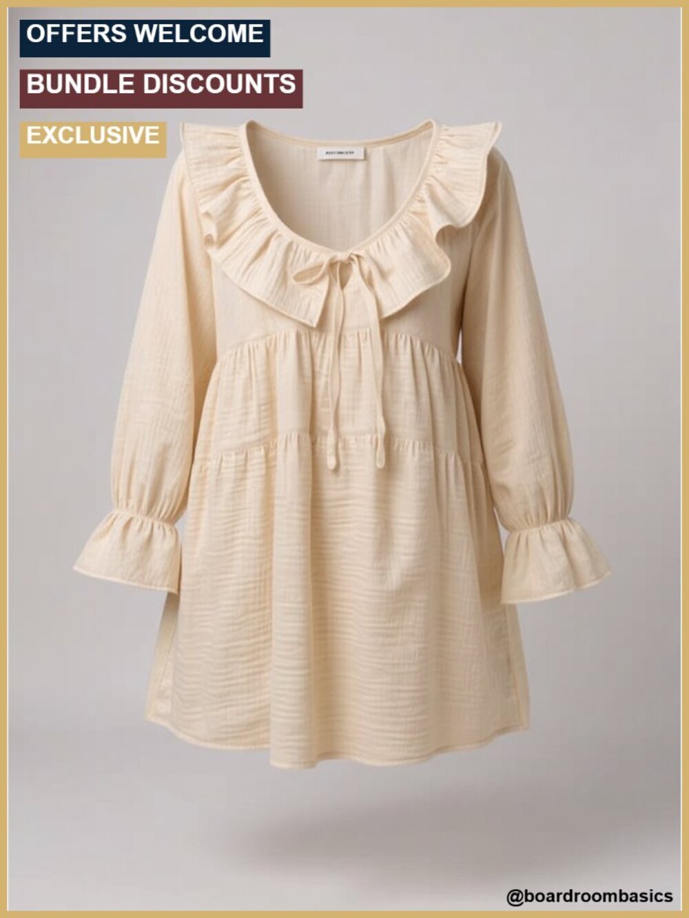 Flowy Boho Tunic Top with Puff Sleeves and Tie Front